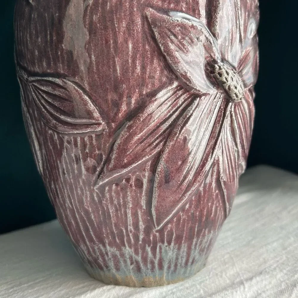 Studio Pottery Large Purple Dogwood Flower Vase